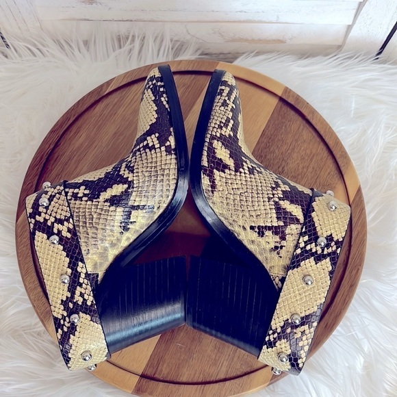 REBECCA MINKOFF l  Harness Silver Studs Snake Bootie Slip-On Mule Clogs - Picture 6 of 10